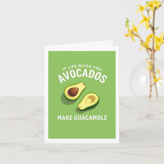 Grappige Guacamole Avocado Joke Kaart (Gele Bloem)