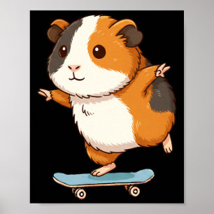 Grappige Guinea G Skater Skateboard Ballerina Dier Poster