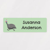 Grappige Guineafowl vogel cartoon gepersonaliseerd Labels (Design 2)