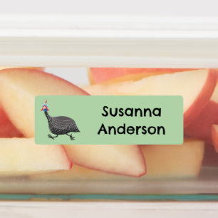 Grappige Guineafowl vogel cartoon gepersonaliseerd Labels