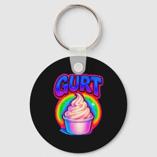 Grappige Gurt Brainrot Meme Yoghurt Gen Z Slaang G Sleutelhanger (Voorkant)