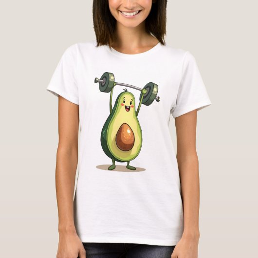 Grappige Gym Avocado Cartoon T-shirt (Voorkant)