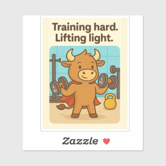 Grappige Gym Bull "Training Hard" Bullio Ontwerp Sticker (Vel)