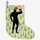 Grappige Gym Christmas Bodybuilder in Feestelijk P Kleine Kerstsok (Voorkant)