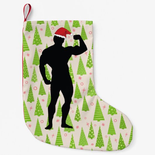 Grappige Gym Christmas Bodybuilder in Feestelijk P Kleine Kerstsok (Voorkant)