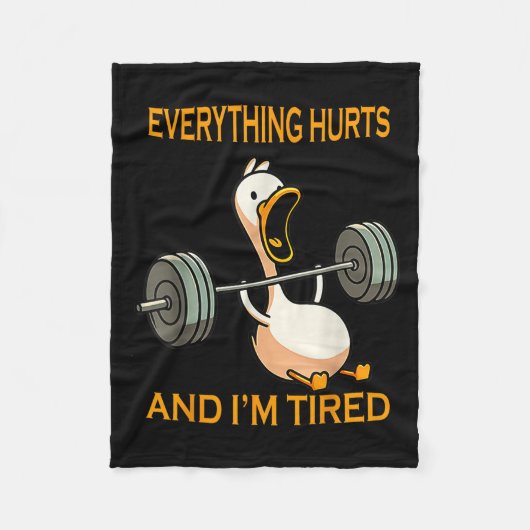 Grappige Gym Duck citeren alles doet pijn en ik be Fleece Deken (Voorkant)