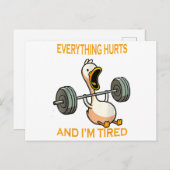 Grappige gym eend citeren alles doet pijn en ik be feestdagenkaart (Voorkant / Achterkant)