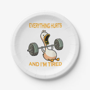 Grappige gym eend citeren alles doet pijn en ik be papieren bordje