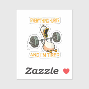 Grappige gym eend citeren alles doet pijn en ik be sticker