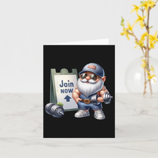 Grappige Gym Gnome Graphic Met Dumbbells Voor Mann Kaart (Gele Bloem)