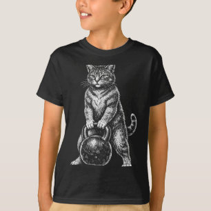 Grappige gym kat kettlebell instructeur dier t-shirt