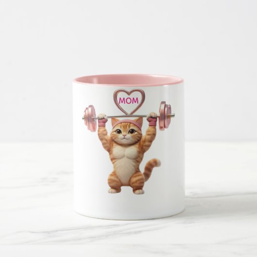 Grappige Gym Kat Moeder Mok – Moederdag Geschenk (Midden)