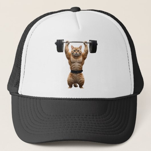 Grappige Gym Kat Truckerhoed – Spierkat Pet (Voorkant)