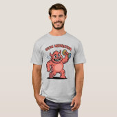 Grappige Gym Monster Lifting Gewichten Cartoon T-shirt (Voorkant volledig)