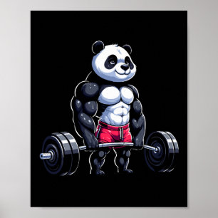 Grappige Gym Panda Bodybuilder Gewichtheffen Motiv Poster