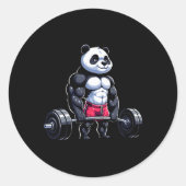 Grappige Gym Panda Bodybuilder Gewichtheffen Motiv Ronde Sticker (Voorkant)