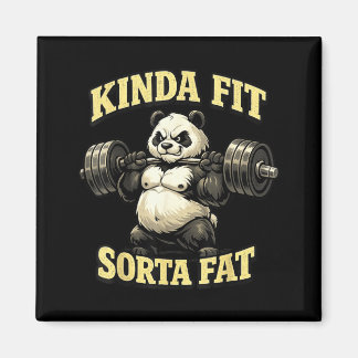 Grappige Gym Panda_ Een Beetje Fit Iets Te Dik Gew Magneet