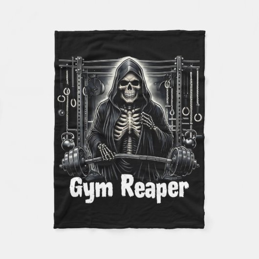 Grappige Gym Reaper Workout Bodybuilding Fleece Deken (Voorkant)
