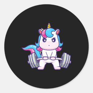 Grappige Gym Shirten Deadlifting Unicorn - Workout Ronde Sticker