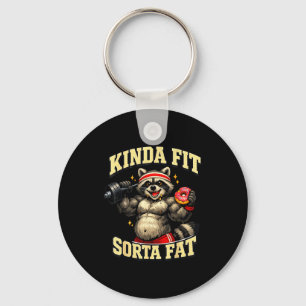 Grappige gym wasbeer_ een beetje fit enigszins dik sleutelhanger