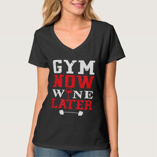 Grappige Gym Wijn Workout Graphic T-shirt (Voorkant)