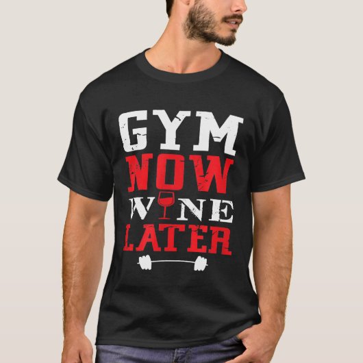 Grappige Gym Wijn Workout Graphic T-shirt (Voorkant)