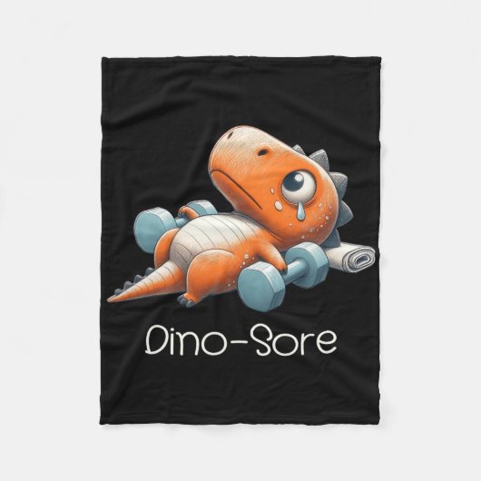 Grappige Gym Workout Dinosaurus Gewichtheffen Gym Fleece Deken (Voorkant)