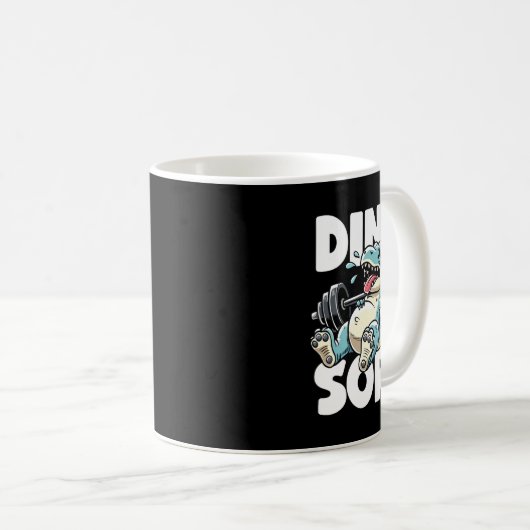 Grappige Gym Workout Dinosaurus Gewichtheffen Gym  Koffiemok (Voorkant rechts)