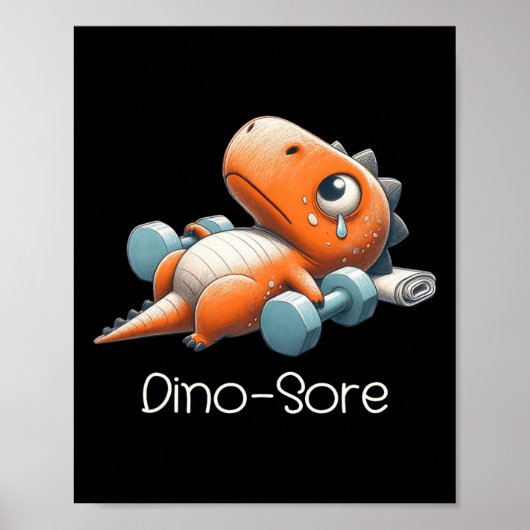 Grappige gym workout dinosaurus gewichtheffen gym poster (Voorkant)