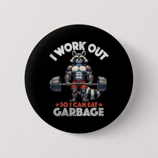 Grappige Gym Workout Spierwasbeer Gewichtstraining Ronde Button 5,7 Cm (Voorkant)