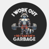 Grappige Gym Workout Spierwasbeer Gewichtstraining Ronde Sticker (Voorkant)