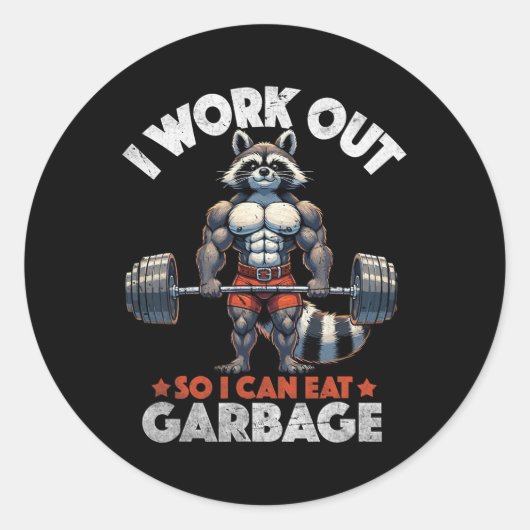 Grappige Gym Workout Spierwasbeer Gewichtstraining Ronde Sticker (Voorkant)