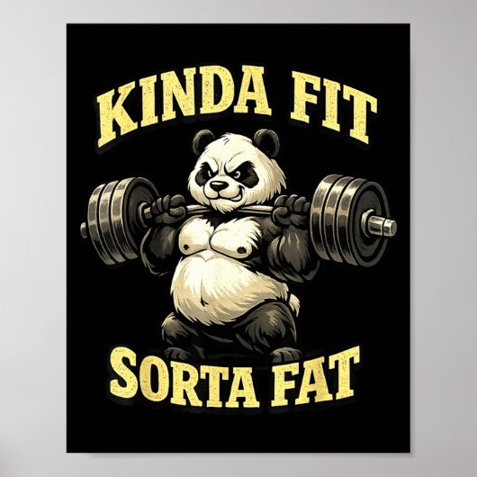 Grappige gympanda_ beetje fit ietwat dik gewichthe poster (Voorkant)