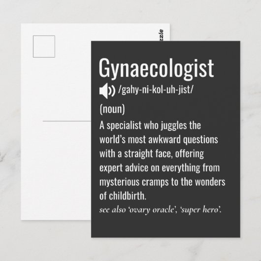 Grappige gynaecoloog definitie gynaecoloog briefkaart (Voorkant / Achterkant)