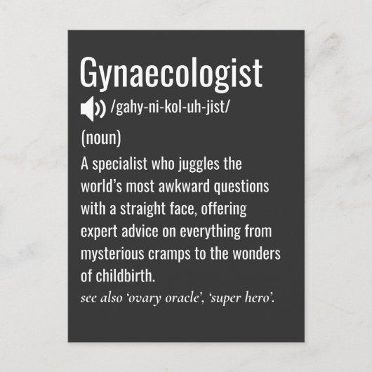 Grappige gynaecoloog definitie gynaecoloog briefkaart (Voorkant)