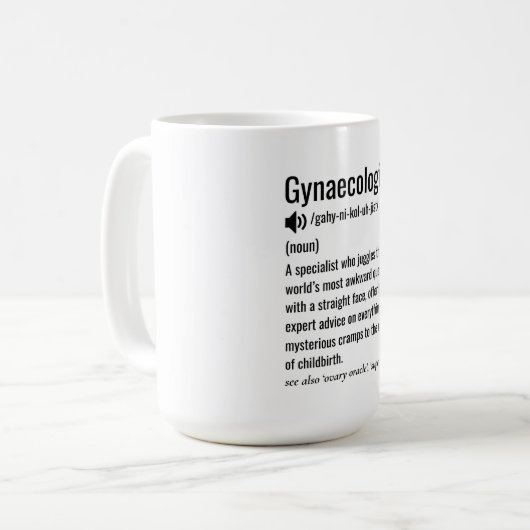 Grappige gynaecoloog definitie gynaecoloog koffiemok (Voorkant links)
