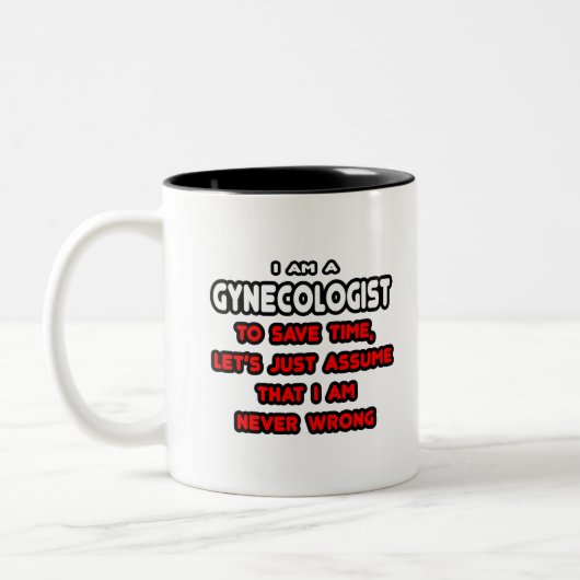 Grappige gynaecoloog T-shirts Tweekleurige Koffiemok (Links)