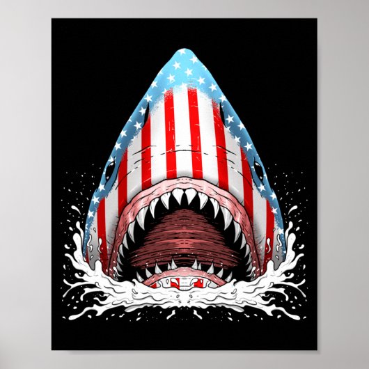 Grappige haai amerikaanse vlag jawsome 4 juli kind poster (Voorkant)
