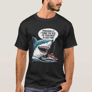 Grappige Haai Boot Grootte Humor Oceaan Vissen Sar T-shirt