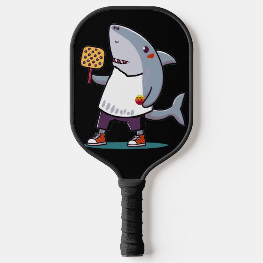 Grappige haai die pickleball kunst speelt paddle (Voorkant)