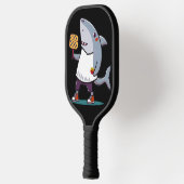 Grappige haai die pickleball kunst speelt pickleball paddle (Links)
