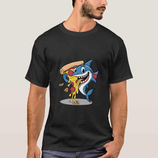 Grappige haai die pizza eet t-shirt (Voorkant)