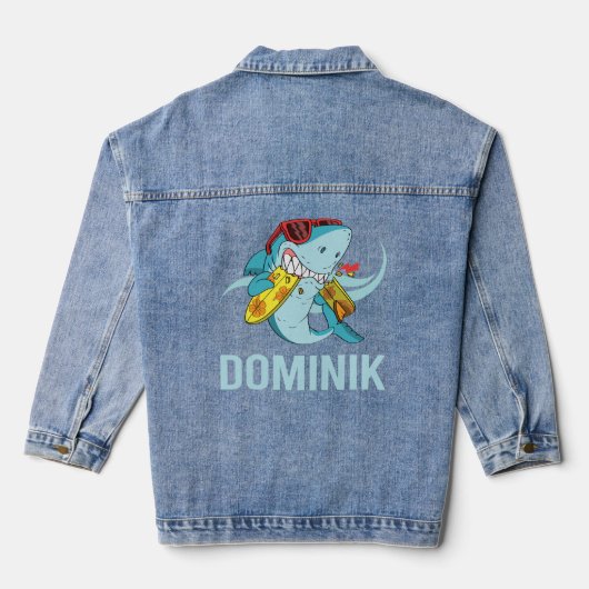 Grappige haai - Dominik Naam Denim Jacket (Achterkant)
