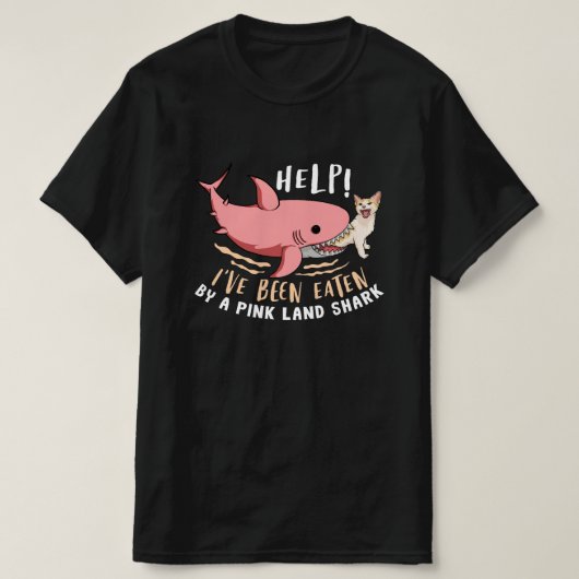 Grappige haai en kat gecombineerd t-shirt (Design voorkant)
