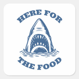 Grappige haai - hier voor het eten vierkante sticker