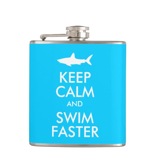 Grappige Haai Houd Kalm en Zwemmen Snellere Parodi Heupfles (Voorkant)