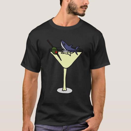 Grappige haai in Martini Glass T shirt (Voorkant)