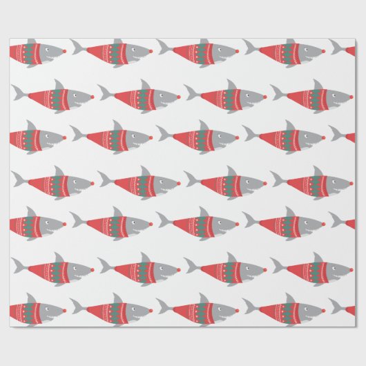 Grappige haai kerst cadeaupapier (Vlak)