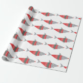 Grappige haai kerst cadeaupapier (Uitgerold)