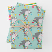 Grappige haai kerst inpakpapier vel (In situ)